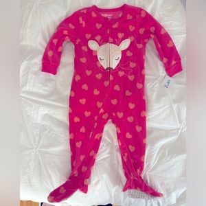 Carter’s (new) baby fleece heart raindeer pajama sleeper footie onesie